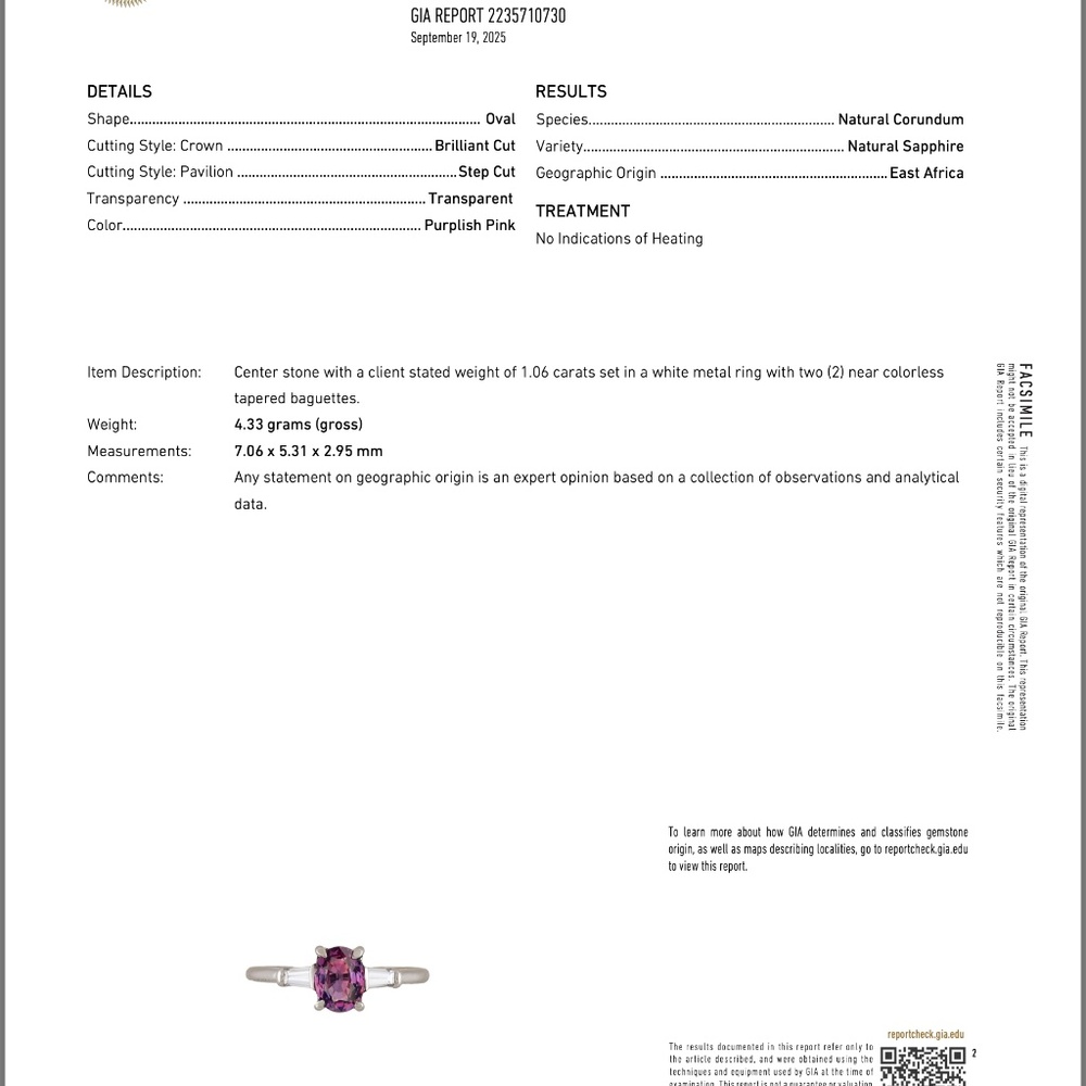 TIFFANY & CO. GIA CERTIFIED NATURAL 1.36CTS DIAMOND SAPPHIRE PLATINUM RING - Picture 15 of 15